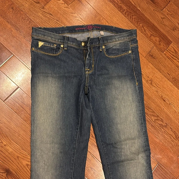 2 B Bebe boot cut rhinestone bling pockets straight skinny jeans Sz - Picture 5 of 16